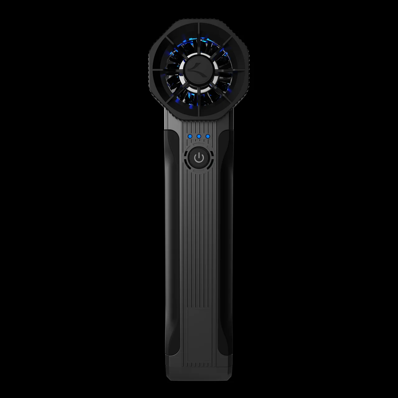 Rear grille, blue mode dots and power button